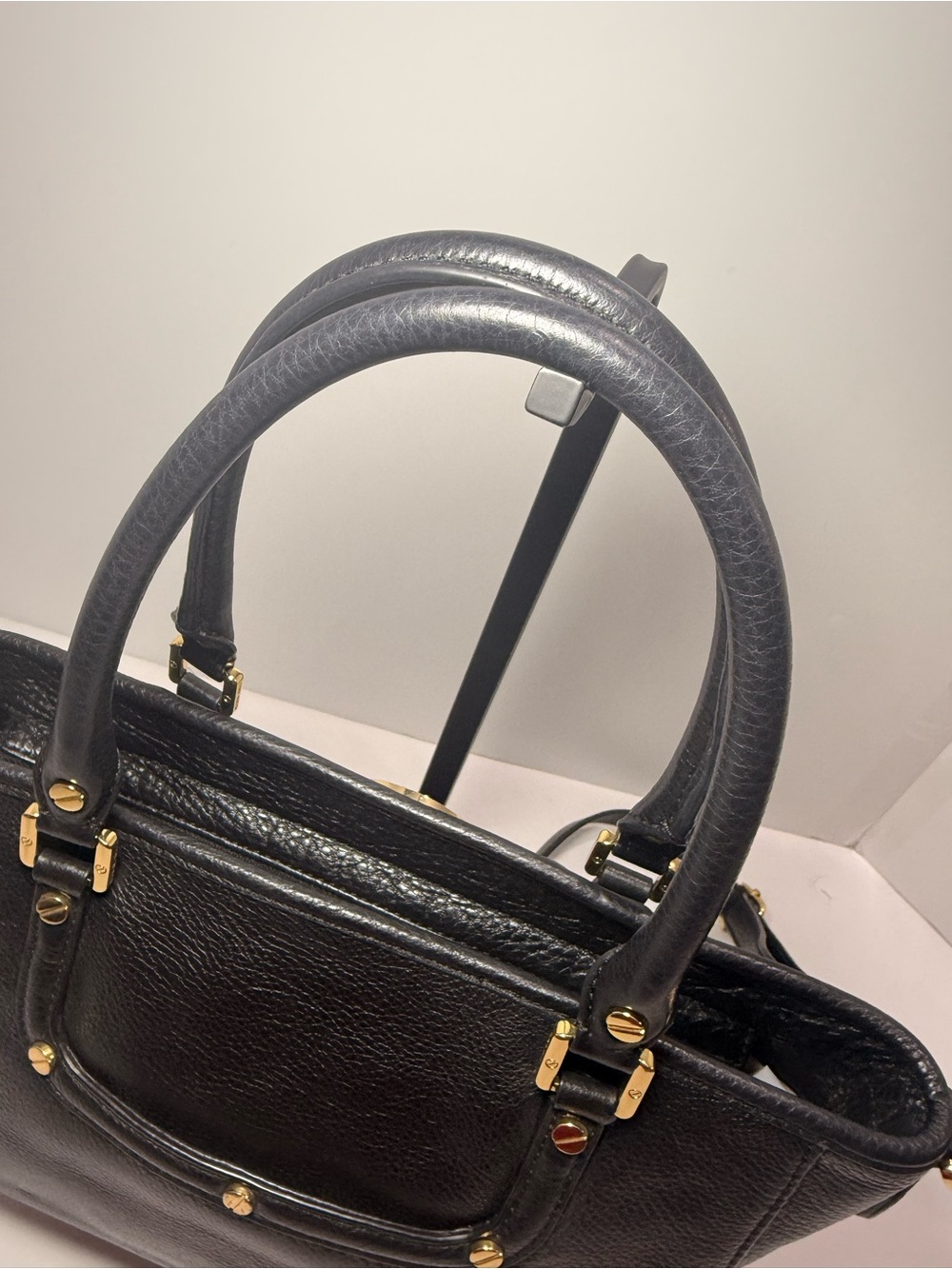 Tory Burch Amanda Black Pebbled Leather Satchel Crossbody Bag - Picture 4 of 12
